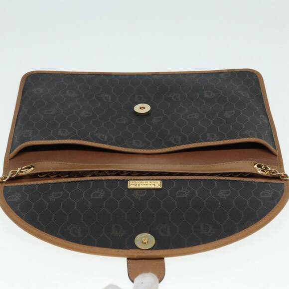 DIOR Chain Shoulder Bag Leather Black Brown Gold - Picture 10 of 16